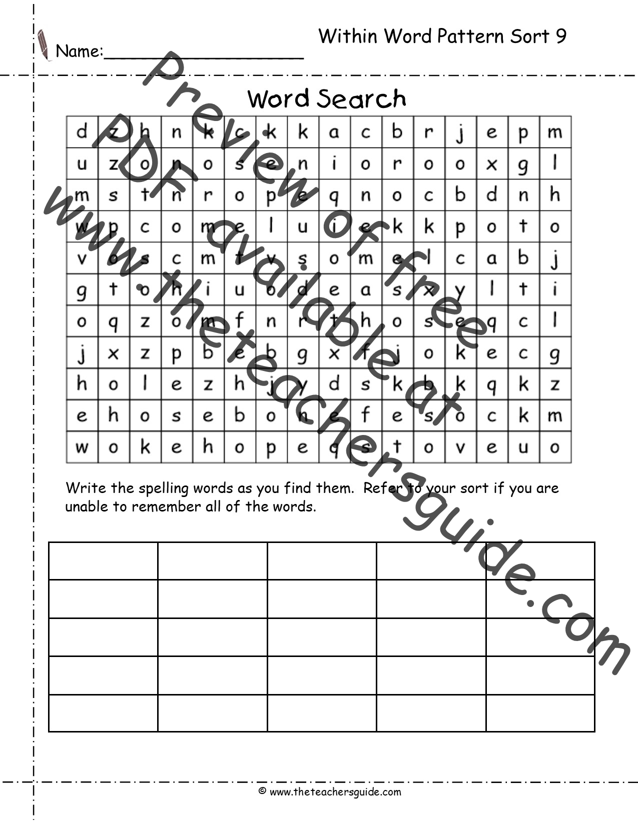 Words Their Way Within Word Patterns Worksheets