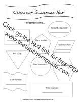 class scavenger hunt worksheet