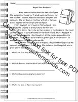 back to school comprehension story worksheet