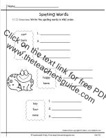 wonders first grade unit five week one printout spelling words abc order