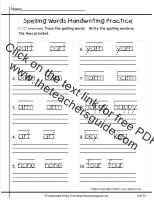 wonders first grade unit five week one printout spelling words handwriting