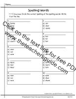 first grade wonders unit five week three printouts spelling test pick words