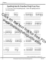 wonders first grade unit four week five printout spelling handwriting