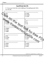 wonders first grade unit four week five printout spelling words practice