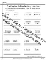 wonders first grade unit four week three printout spelling handwriting