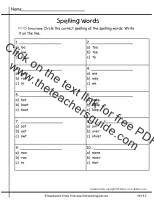 wonders first grade unit four week three printout spelling practice test