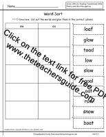 wonders first grade unit four week three printout spelling word sort