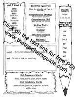 wonders first grade unit four week three printout weekly outline