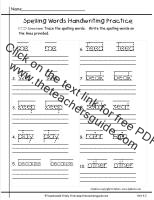 wonders first grade unit four week two printout spelling words handwriting