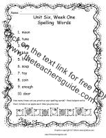 first grade wonders unit six week one printouts spelling words