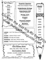 first grade wonders unit three week one weekly outline