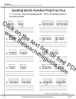 wonders 1st grade spelling handwriting practice page