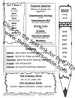 first grade wonders unit two week three weekly outline