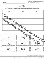 wonders first grade unit two week two spelling word sort