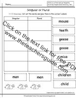 irregular plural nouns worksheet