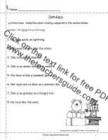 similes worksheet