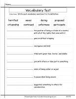 third grade wonders unit five week four vocabulary test