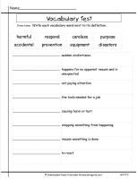 third grade wonders unit five week three vocabulary test