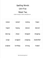 third grade wonders unit five week two spelling words cards