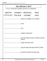 third grade wonders unit four week five vocabulary test