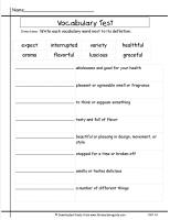 third grade wonders unit four week one vocabulary test