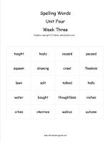 third grade wonders unit four week three spelling words cards