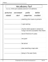 third grade wonders unit four week three vocabulary test