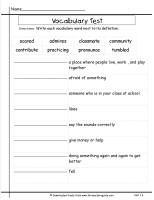 mcgraw hill wonders third grade unit one week three vocabulary words test