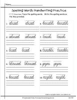 wonders second grade unit five week five printout spelling handwriting cursive