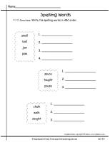 wonders unit five week four printouts spelling words abc order