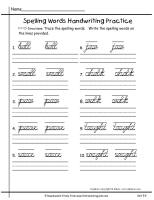 wonders unit five week four printouts spelling words cursive