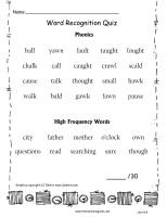 wonders unit five week four printouts  word quiz