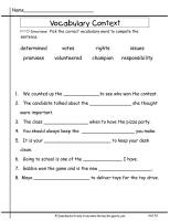 wonders unit five week one printout vocabulary context