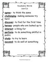 wonders unit five week three printout vocabulary words