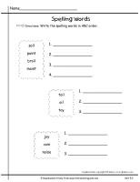 wonders unit five week two printout spelling words abc order