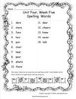 wonders unit four week five spelling words