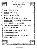 wonders unit four week five printout vocabulary words