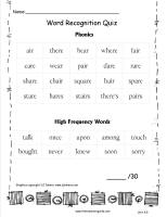 wonders unit four week five printout words quiz