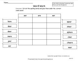 wonders unit four week four printout  spelling word sort