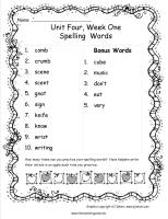 wonders unit four week one spelling words