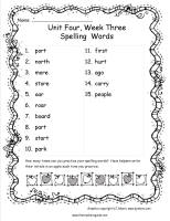 wonders unit four week three printout spelling words