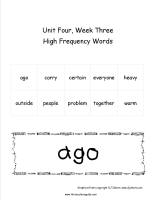 wonders unit four week three printout high frequency words cards