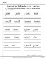 wonders unit four week three printout spelling handwriting cursive