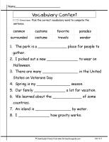 wonders unit four week three printout vocabulary context