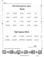 wonders unit four week three printout word quiz