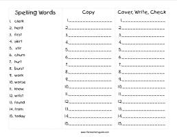 wonders unit four week three printout spelling words cover copy write