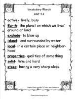 wonders unit four week three printout vocabulary words