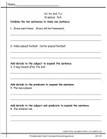 wonders second grade unit 1.5 grammar test