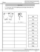 wonders unit one week five spelling words sort printout