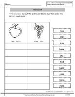 wonders unit one week four spelling words word sort printout